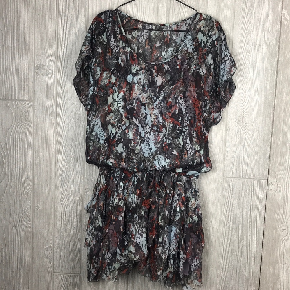 NWT CATHERINE MALANDRINO Silk Blouson Ruffle Dress Tunic Women’s size 2